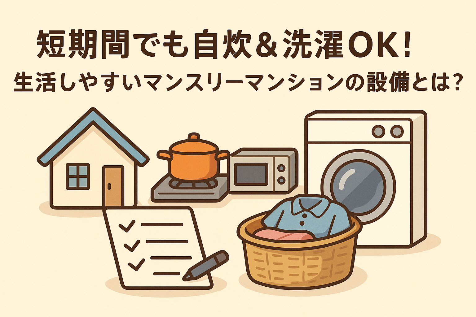 【短期間でも自炊＆洗濯OK！生活しやすいマンスリーマンションの設備とは？】